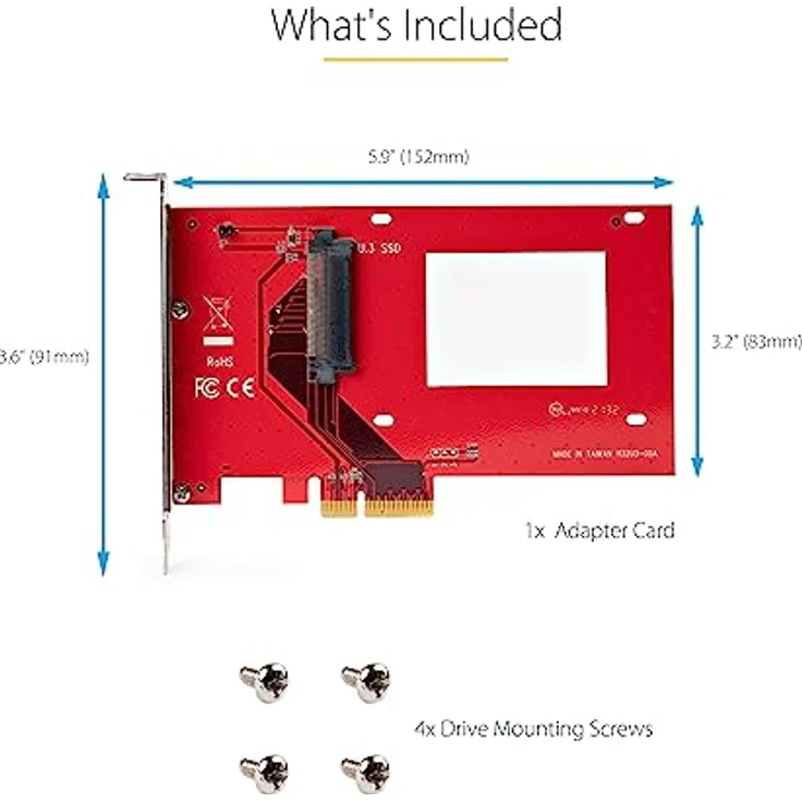 StarTech.com U.3 PCIe Adapter Karte - PCIe 4.0 x4 Adapter für 2.5 Zoll U.3 NVMe SSDs - SFF-TA-1001 PCI Express Add-in Karte - U 3 NVMe SSD auf PCIe Adapterkarte - U.3 NVMe Adapterkarte (PEX4SFF8639U3) - Preisvergleich – Bild 5