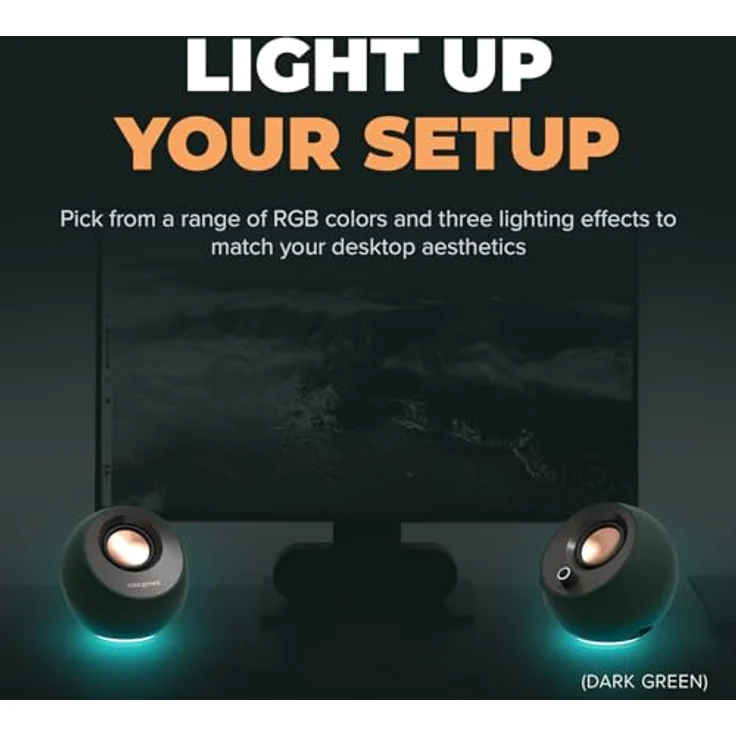 CREATIVE Pebble Pro (Schwarz), USB-C PC-Lautsprecher mit Bluetooth 5.3, RGB-Beleuchtung, USB-Audio und Mikrofonanschluss – Bild 2