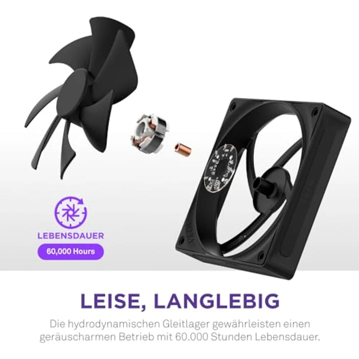 NZXT F120P | 120 mm Gehäusekühler mit statischem Druck | Ideal für Radiatoren und Kühlkörper | Hoher statischer Druck | Hinten abgeschrägter Einlass | Hydrodynamische Gleitlager | PWM | Schwarz – Bild 5