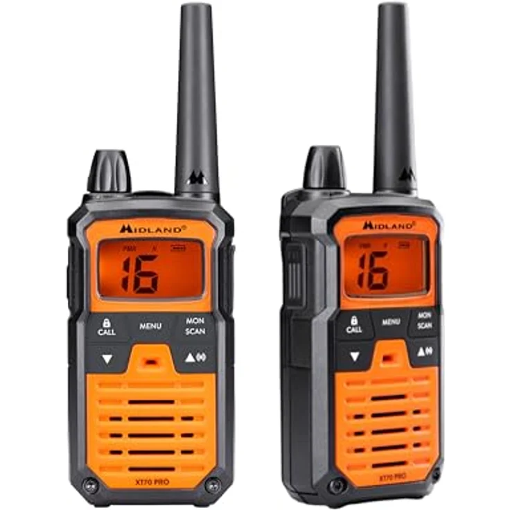 Midland XT70 Pro Kofferset, PMR+LPD Handfunkgerät mit 16 PMR446 und 69 LPD Kanälen, orange – Bild 3