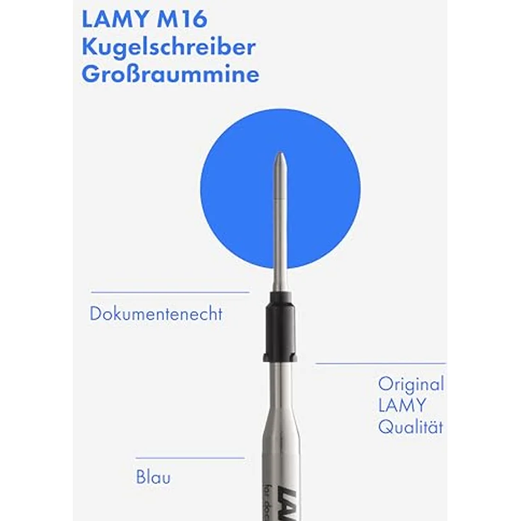 Lamy Kugelschreiberminen M16 breit, Metallgroßraummine, Strichstärke B, blau – Bild 2