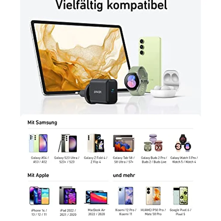 Anker 312 Charger, 25W USB C Ladegerät, Ace PPS Schnellladegerät für Samsung Galaxy S22/S23 Ultra/S22+, Note 10/+/20/S20 (Kabel Nicht enthalten) – Bild 5