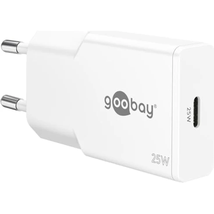 goobay USB C Ladegerät Slim 25W, Weiß - Adapter mit GaN-Technologie, Power Delivery, kompaktes Schnellladegerät für Smartphone, Tablet und Smartwatch, kompatibel mit Apple und Samsung – Bild 1