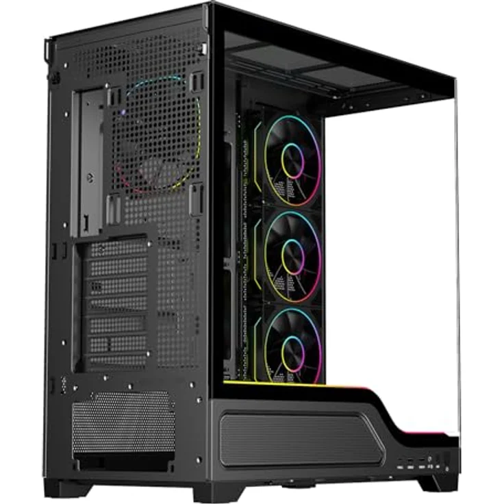 iTek SHOWBUI WAVE 82B, Tower PC-Gehäuse, Schwarz, ATX/ITX/micro ATX, Gaming, mit RGB-Beleuchtung in Blau, Grün und Rot, gehärtetes Glas, verbessertes Kabelmanagement – Bild 4
