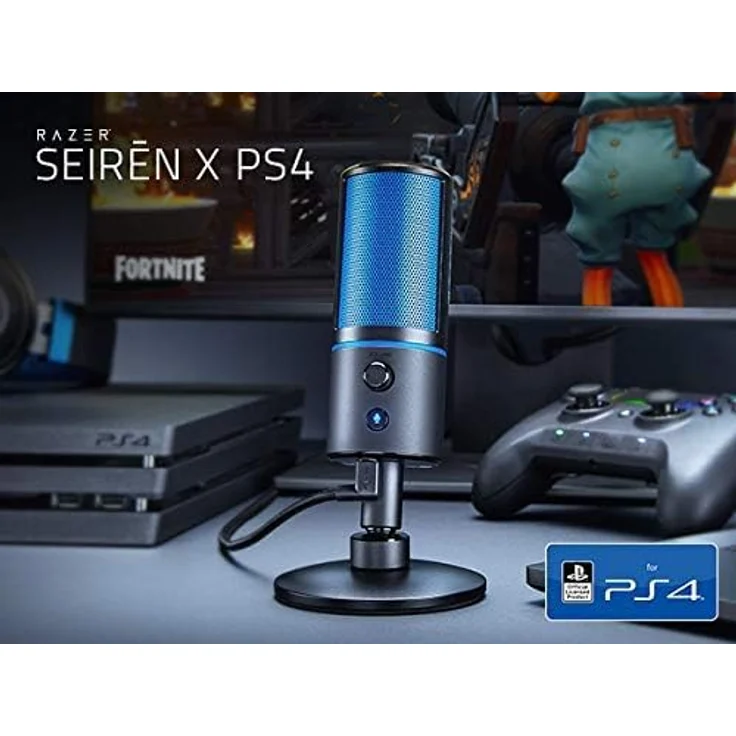 Razer Seiren X PS4 - USB Kondensator-Mikrofon für Streaming auf der PlayStation (Kompakt mit Schockdämpfer, Superniere Aufnahmemuster, latenzfrei, Stumm-Taste) Schwarz-Blau – Bild 7