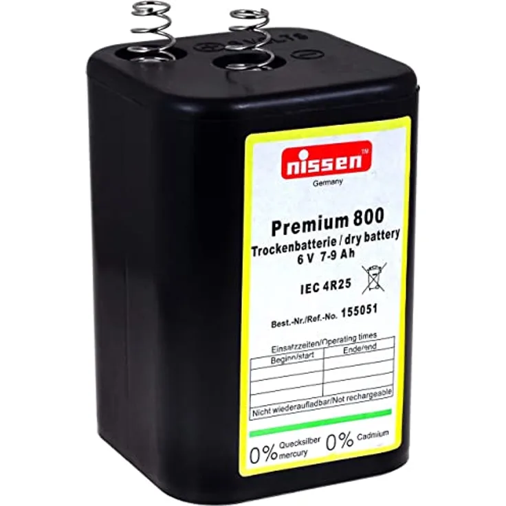 Nissen Laternenbatterie OEM 4R25, 6V-Blockbatterie, Zink-Kohle, 7900 mAh, hohe Leistung, 564 g