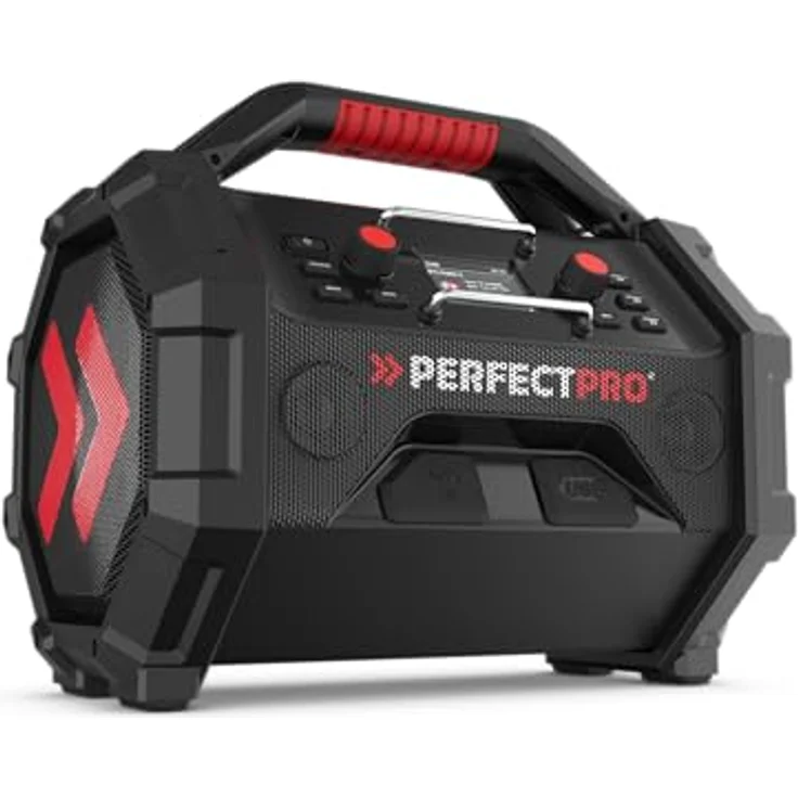PerfectPro Baustellenradio ROCKTAGON 18V, DAB+ und UKW-Empfang, AUX-Eingang, USB Laden, Bluetooth 5.2, Stoßfest, IP65, OCT-18V – Bild 3