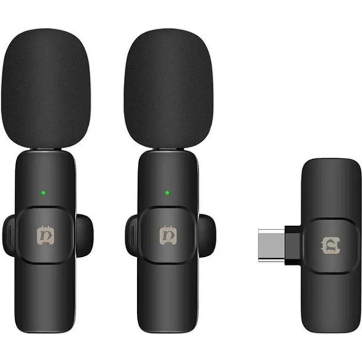 Puluz PU3151B,drahtloses Lavalier-Mikrofon mit USB-C, omnidirektionale Aufnahme und Rauschunterdrückung, bis zu 20 Meter Reichweite