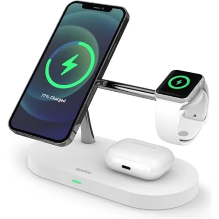 Spello 3 in 1 Magnetischer kabelloser Ladeständer, MagSafe kompatibel, Weiß