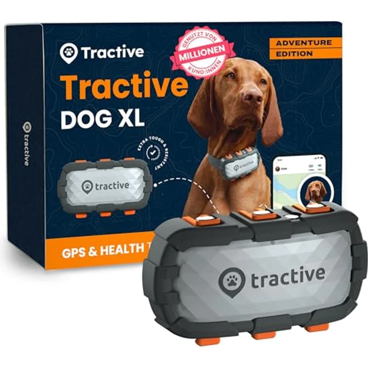Tractive Adventure Dog XL GPS-Lokalisierer, bissfester Tracker für große Hunde mit 1 Monat Akkulaufzeit, grün – Bild 1