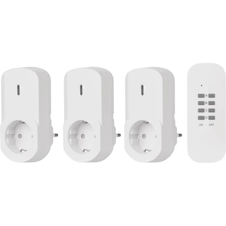 EMOS Funksteckdosen 3er Set mit Fernbedienung, 25m Reichweite, 230 V, 1000 W, IP20 für Innenbereich, weiß – Bild 4
