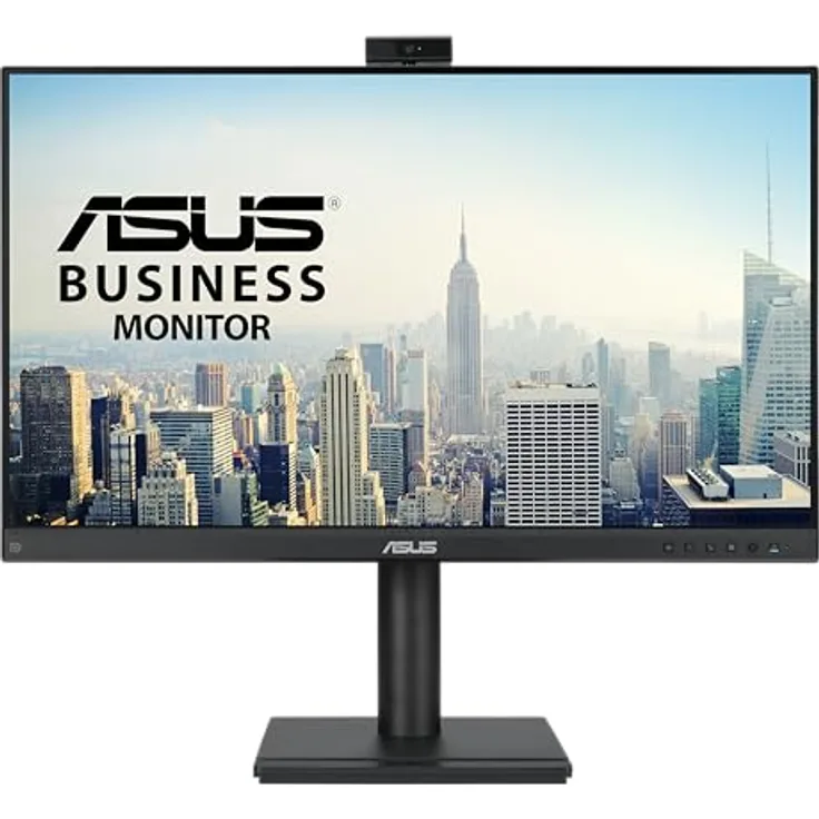 ASUS BE249QFK Videokonferenzmonitor 24 Zoll, Full HD, IPS, 100Hz, Rahmenlos, mit Full HD-Webcam, Mikrofonanordnung, Stereolautsprecher, höhenverstellbar, ergonomisches Design, HDMI