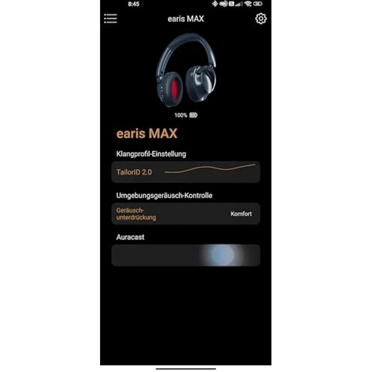 HUMANTECHNIK earisMAX Bluetooth-Auracast-Kopfhörer mit Active Noise Cancelling, 80 Std. Akkulaufzeit, Bluetooth 5.3, Schwarz – Bild 7