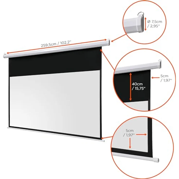 celexon basic line Motorleinwand 240 x 135cm, Heimkino Leinwand, Leinwand 16:9, Beamerleinwand, 3D – Bild 3
