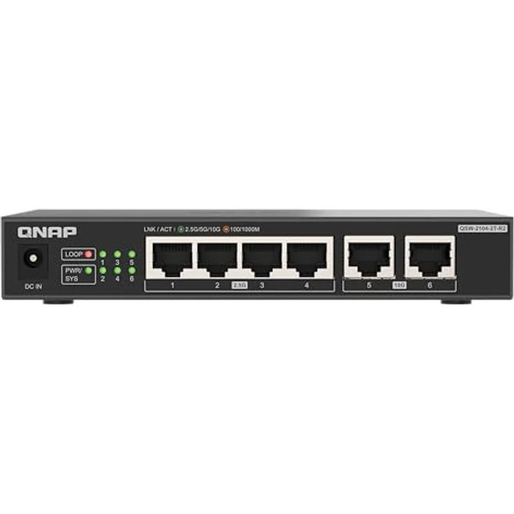 QNAP QSW-2104-2T-R2, 2x 10GbE und 4x 2.5GbE Switch, Plug & Play Unmanaged, Fanless – Bild 2