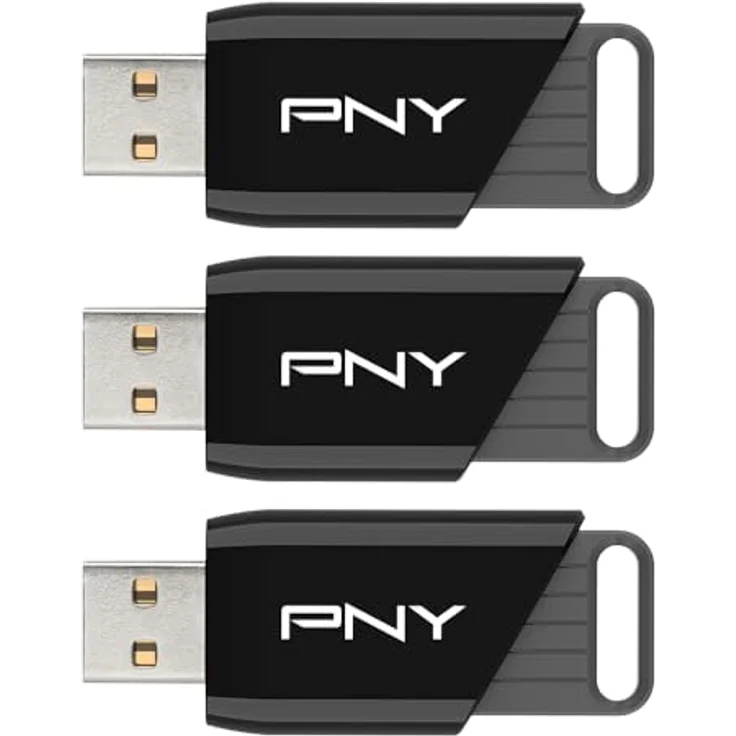 PNY Attaché X, USB 3.2 USB Stick mit 128 GB, bis zu 130 MB/s, schiebbares Gehäuse, schwarz, Pack x3 – Bild 3