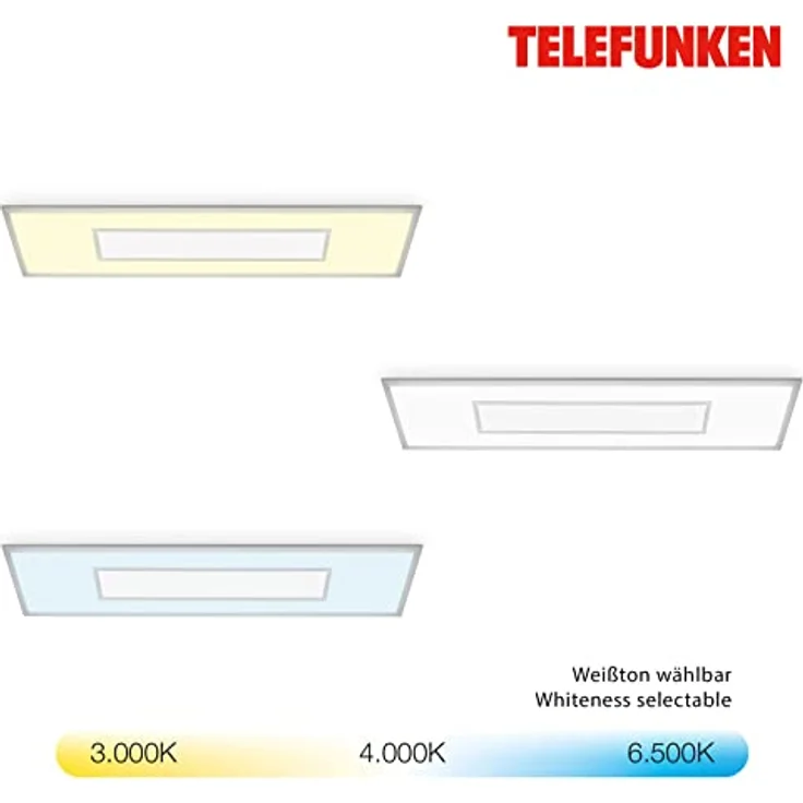 Telefunken LED Panel RGB Deckenleuchte, Regenbogeneffekt, Fernbedienung, Dimmbar, Silberfarbig, 1195x295x65mm – Bild 5