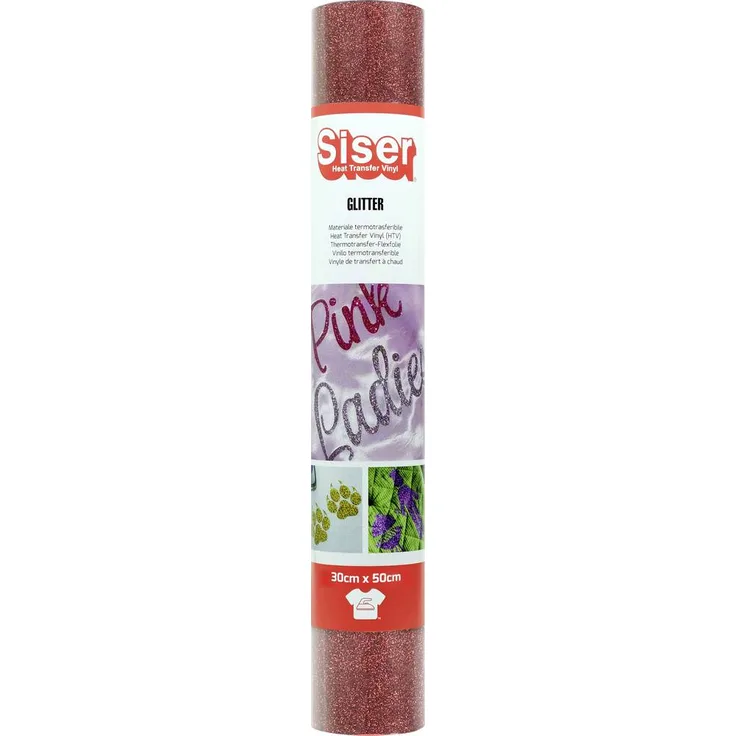 Siser Transferfolie für Cad-Cut®, Glitter Flexfolie, Schnittbreite 30 cm, rot