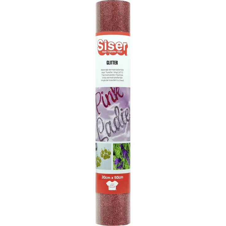 Siser Transferfolie für Cad-Cut®, Glitter Flexfolie, Schnittbreite 30 cm, rot