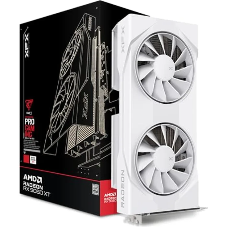 XFX Radeon RX 9060 XT SWIFT OC White, 8 GB GDDR6 Grafikkarte mit Dual Fan Kühlung, 3320 MHz Boost-Takt, 2xDP/1xHDMI