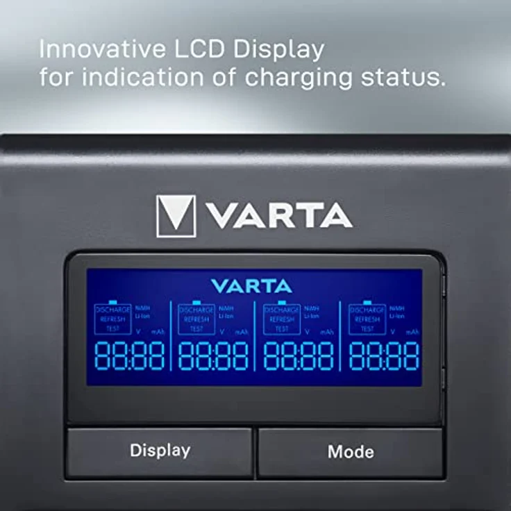 Varta LCD Dual Tech Ladegerät (geeignet für Ni-MH AA-AAA, Li-Ion 18650, 18490, 18350, 17670, 17500, RCR123A - 17335 - 16340, 14500, 10440, per USB ladbare Geräte, Einzelschachtladung) – Bild 13