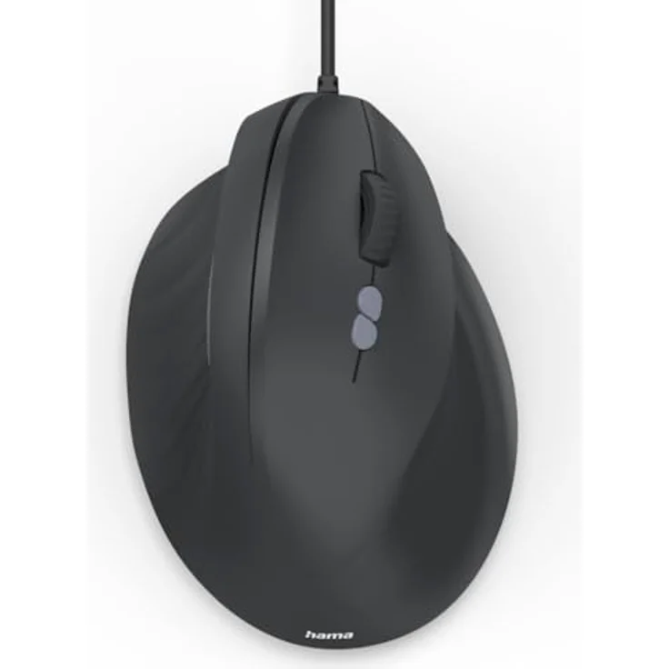 Hama ECM-500R, Ergonomische vertikale Büro Maus mit 1800 DPI, 7 Tasten, kabelgebunden, Schwarz – Bild 1