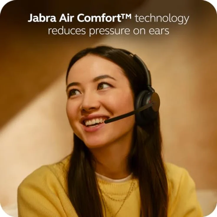 Jabra Evolve3 45 Mono, LINK 390a, UC On Ear Headset, kabellos, Bluetooth®, Schwarz, leichtes Design, klare Sprachübertragung – Bild 3
