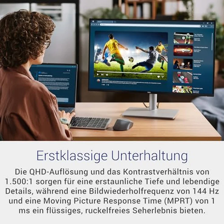 Dell 27 Plus Monitor S2725DSM, QHD (2560x1440), 144Hz, 1ms MPRT, IPS, Höhenverstellbar, integrierte Lautsprecher, Weiß, 3 Jahre Garantie – Bild 2