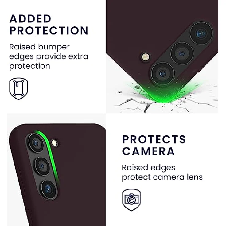 kwmobile Samsung Galaxy S23 Hülle - dünnes Silikon Case - stoßfeste Handyhülle - Kabelloses Laden - Brombeere – Bild 3