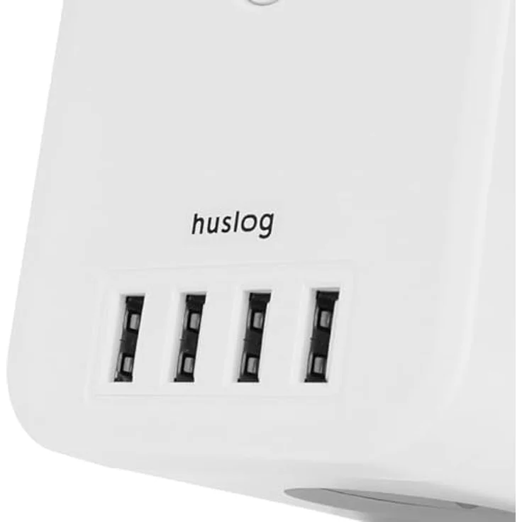 Huslog Mehrfachsteckdose Würfel 7-in-1 mit 3 Steckdosen & 4 USB-Anschlüssen, 1,5m Kabel, Mikroschalter mit LED, rutschfest, Weiß – Bild 2