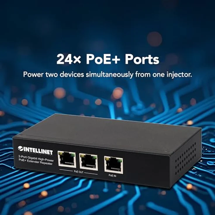 intellinet 561266 2-Port Gigabit High-Power PoE+ Extender, 2 PSE-Ports Metall Schwarz – Bild 4