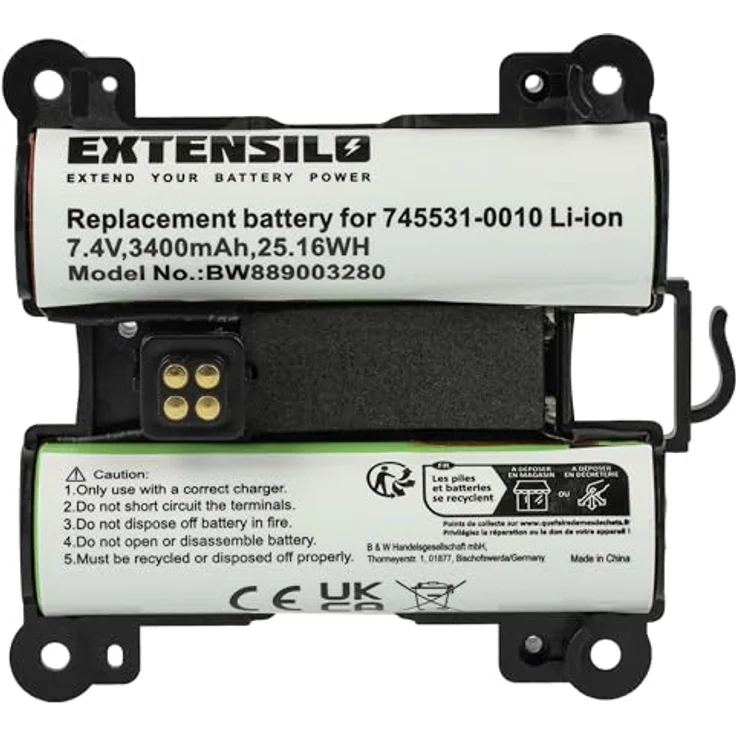 EXTENSILO Akku kompatibel mit Bose SoundLink Revolve+, Hochleistungs-Austauschakku, 3400 mAh, 7,4 Volt – Bild 3