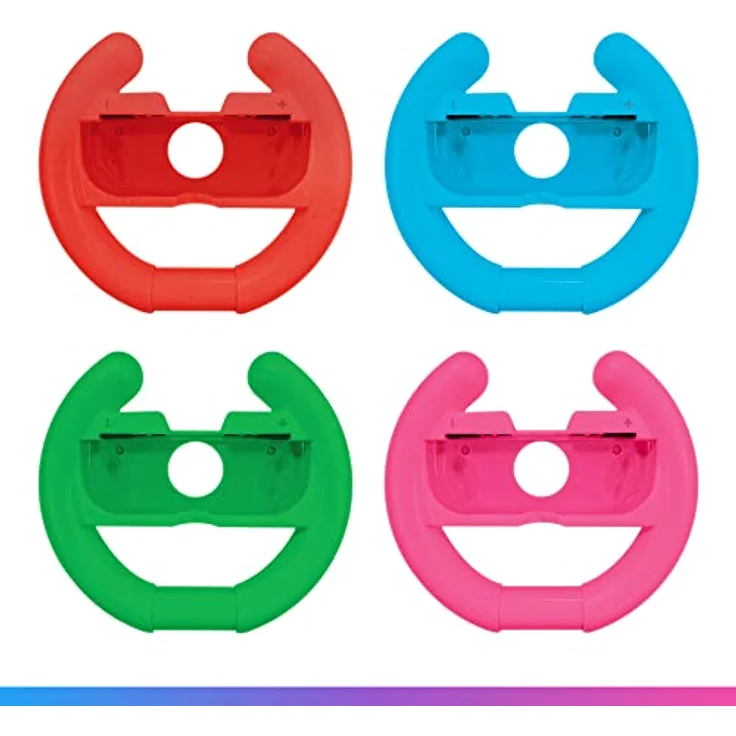 Oniverse PACK OF 4 RACING WHEEL CONTROLLER HOLDERS, Set mit 4 Joystick-Haltern in Neonfarben (Rot, Blau, Grün, Pink) für Nintendo Switch – Bild 2