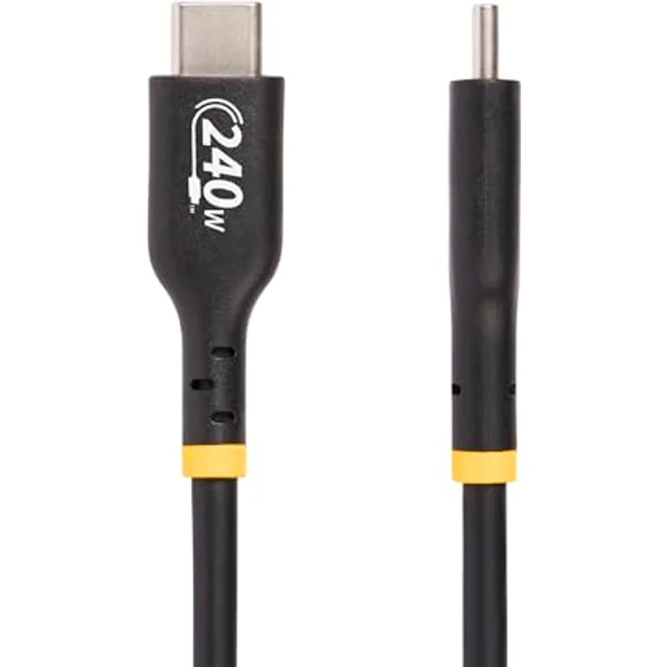 StarTech.com 4 Meter USB-C Ladekabel, USB-IF zertifiziert, 240W PD EPR, USB C 2.0 Laptop-Ladekabel, Schwarz – Bild 2