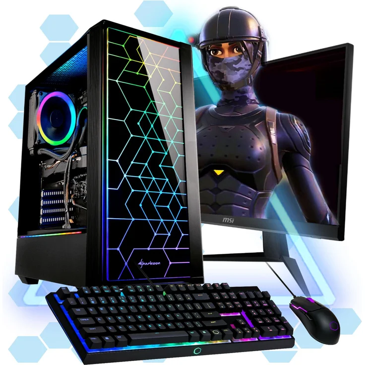 MeinPC Gaming PC Komplett Set | Ryzen 7 5700X, RTX 5060, 32GB RAM, 500GB SSD, 27" Monitor, RGB Tower, Windows 11 Pro