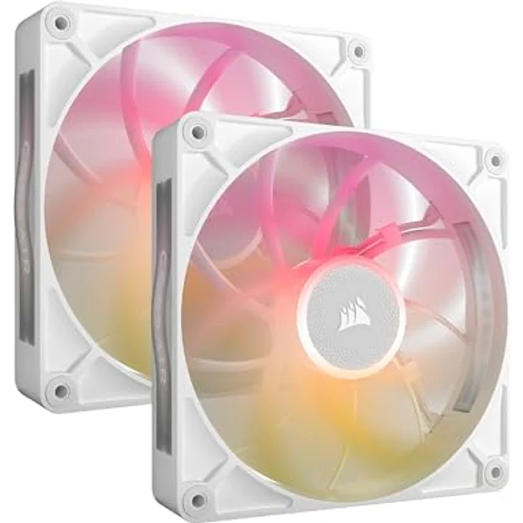 Corsair CORSAIR iCUE LINK RX140 MAX RGB 140 mm PWM Dicker Lüfter – Hoher statischer Druck – RGB-Beleuchtung – Doppelpack – Weiß – Bild 1