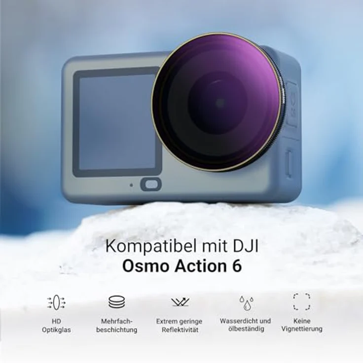 NEEWER CPL + ND Filter Set für DJI Osmo Action 6, 4er Pack ND8/16/32, zirkularer Polfilter und Graufilter, Snap On mit mehrfachvergütetem HD Optikglas – Bild 2
