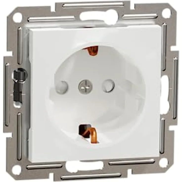 Schneider Electric Asfora EPH2970221D SCHUKO-Steckdose 16A, Berührungsschutz, Schutzkontaktsteckdose,Steckklemmen,Unterputzsteckdose Weiß