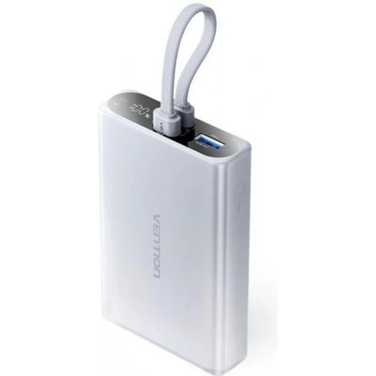 Vention POWER BANK USB 10000mAh 22.5W, tragbare Powerbank mit LED-Anzeige, grau