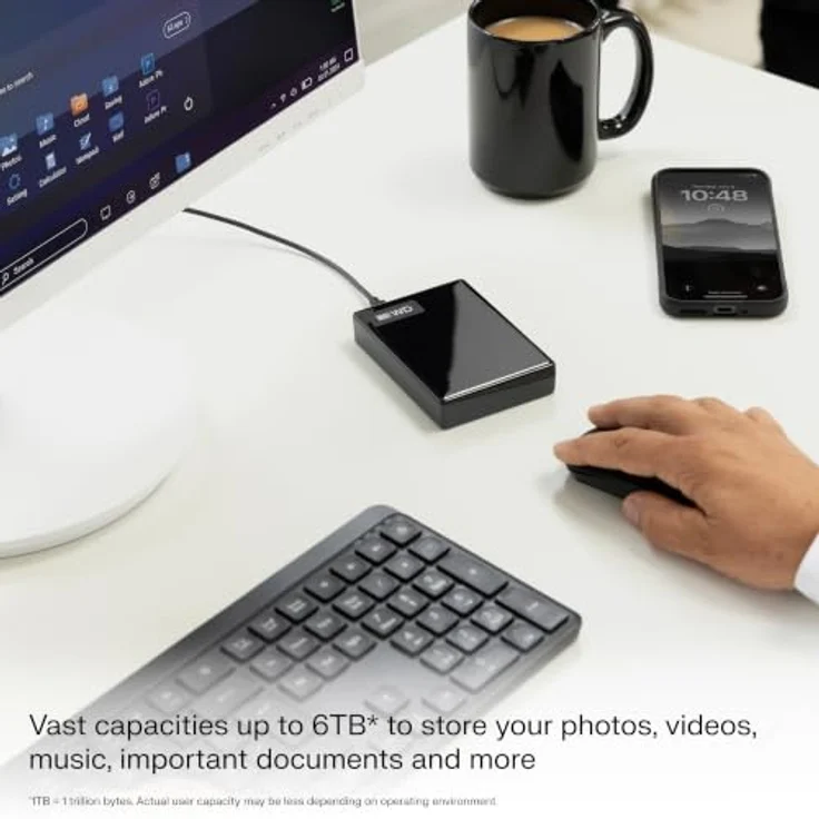 Western Digital My Passport WDBTBU0060BBK-WESN, 6 TB externe Festplatte, 2.5", USB-C, Schwarz, 256-Bit Hardwareverschlüsselung, inkl. WD Backup Software – Bild 2