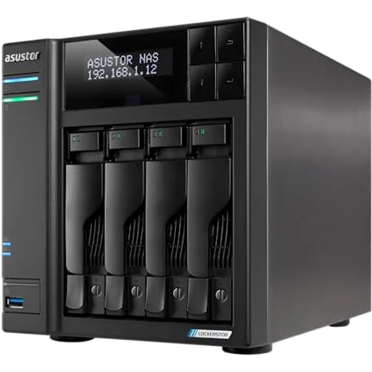 Asustor Lockerstor 4 Gen2+ AS6704T v2, 4-Bay NAS Storage mit Intel Quad-Core 2.0GHz CPU, Dual 5GbE Ports, 4GB RAM DDR4 und 4 M.2 SSD Slots (Ohne Festplatten) – Bild 1