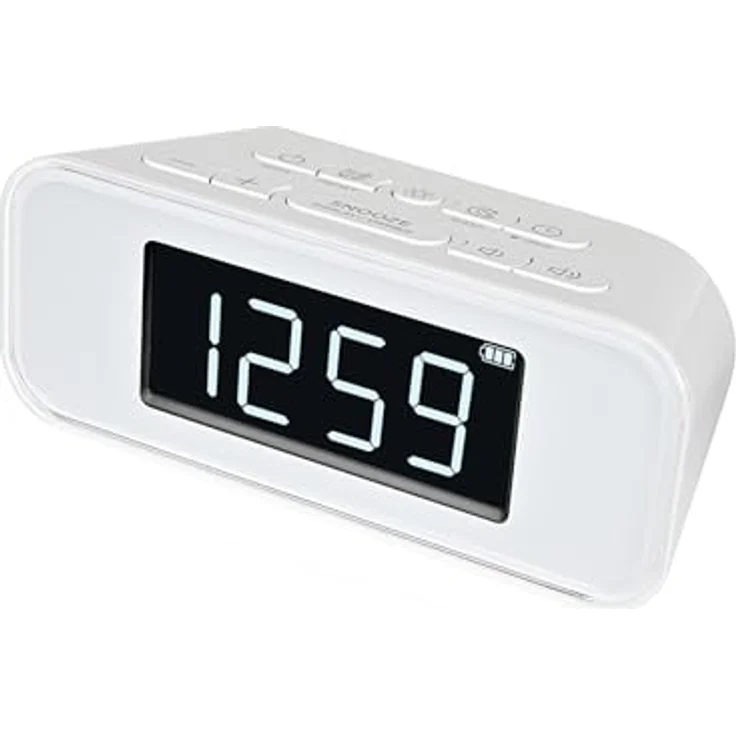 Silva Schneider UR 4200 BT, Kompaktes UKW-PLL-Uhrenradio mit Akku, Bluetooth, Dual-Alarm, Nachtlicht, USB-Ladefunktion, LED-Display, 30 Senderspeicher – weiß – Bild 3