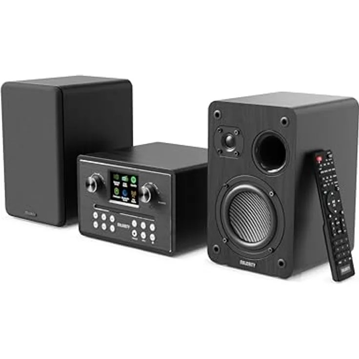 MAJORITY Homerton HiFi, Internetradio WLAN Stereoanlage mit DAB+ & UKW, CD Player und Bluetooth 5.3, inklusive Regallautsprechern und Spotify Connect, kompakte Musikanlage in elegantem Design
