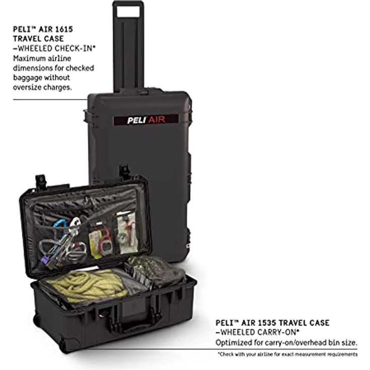 PELI 1615 Air Leichter Schutzkoffer mit Rollen für Kamera Equipment, Wasser- und Staubdicht, 71L Volumen, Schaumstoffeinlage (Anpassbar), Farbe: Schwarz – Bild 5