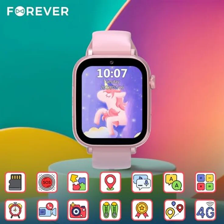 FOREVER Kids Look Me! 3 KW-520 Rosa - Smartwatch mit SIM Karte - 1,85” Display - GPS/LBS/Wi-Fi Standort - SOS Funktion - Anrufe & Video - IP65 Wasserdicht Kinder – Bild 2