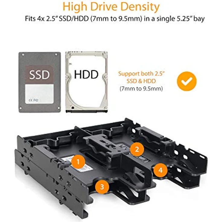ICY DOCK Einbaurahmen für 4X 2,5 Zoll (6,4cm) SSDs-HDDs in 1x 5,25 Zoll (13,3cm) Flex-Fit Quattro MB344SP – Bild 6