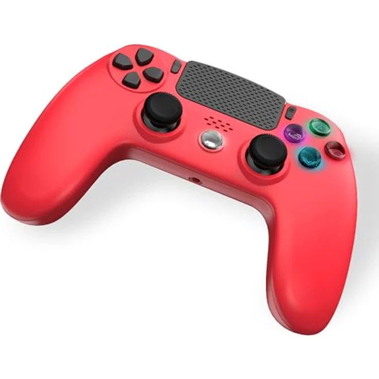Freaks and Geeks Drahtloser Controller Rot V2, Gaming Controller für PS4, PS3 und PC, mit Doppelte Vibration, 3,5mm Klinke und LED-beleuchteten Tasten, Rot – Bild 3