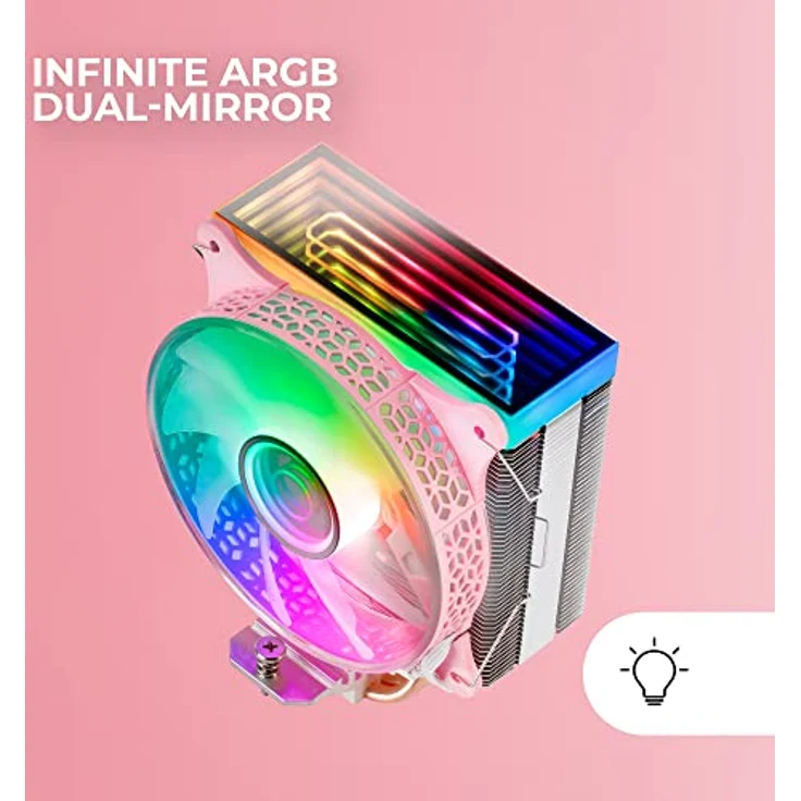 Mars Gaming MCPU-VR Rosa, CPU Kühlkörper, Dual Infinity Mirror ARGB, 4 HCT Heatpipes, 180W TDP, Ultra-quiet PWM 12cm Lüfter – Bild 2