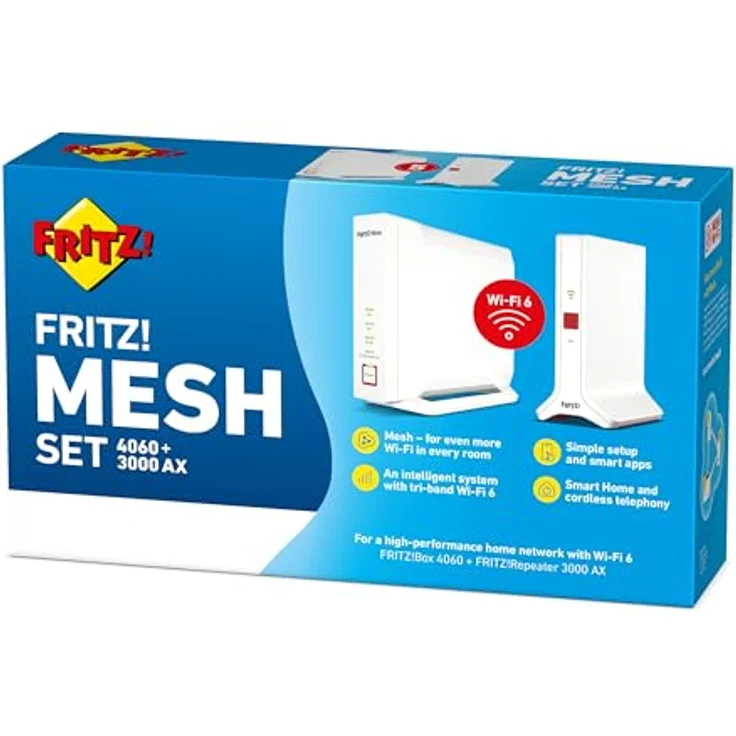 AVM Fritz! Internationales Netz-Set, WiFi 6 Triband mit bis zu 6 Gbit/s (2.400 Mbit/s + 2.400 Mbit/s + 1.200 Mbit/s), 2,5 WAN Gigabit, spanische – Bild 3