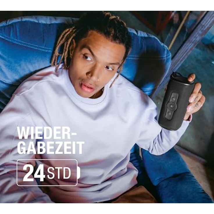 Fresh 'n Rebel Bold M2, Bluetooth Lautsprecher mit 24 Uhr spielzeit, Wasserdichter (IP67) Tragbarer musikbox Bluetooth, Party Mode, Lautstärkeregelungsring, Tiefe Bässe, Kräftige Lautstärke (Schwarz) – Bild 2
